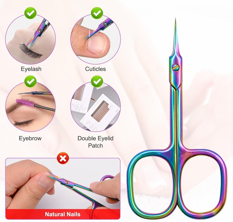 CGBE Cuticle Scissors Extra Fine Curved Blade, Super Slim Manicure Scissors for Cuticles Professional Small Scissors with Precise Pointed Tip Grooming Blades, Eyebrow, Eyelash, and Dry Skin - Colorful - Image 5
